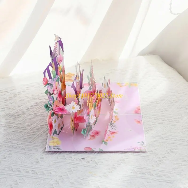 C4DF Unique Flower 3D Surprise Card Greeting Card for Birthday Christmas Mother Day
