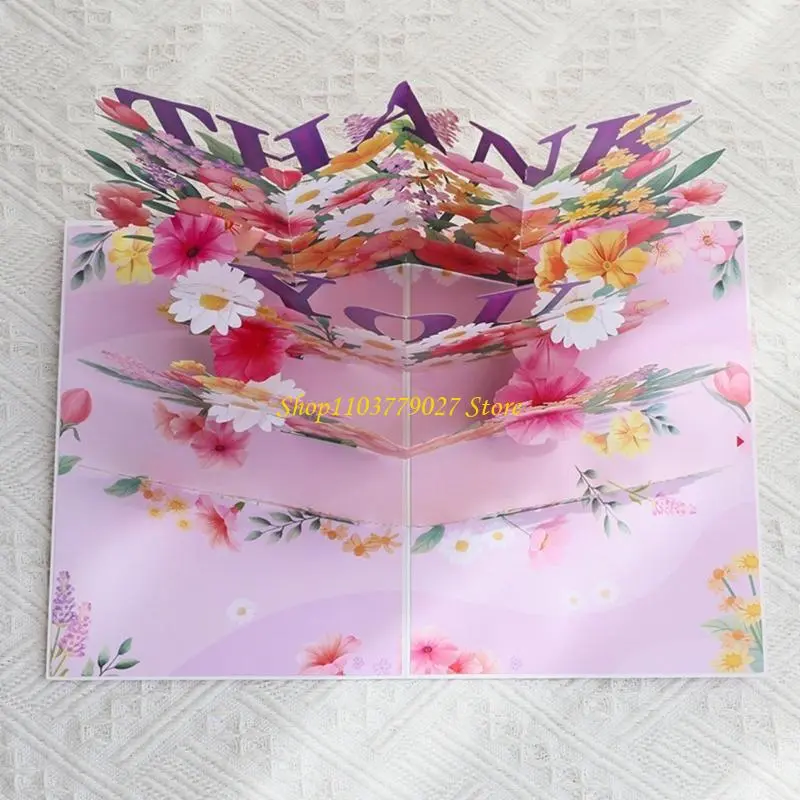 C4DF Unique Flower 3D Surprise Card Greeting Card for Birthday Christmas Mother Day