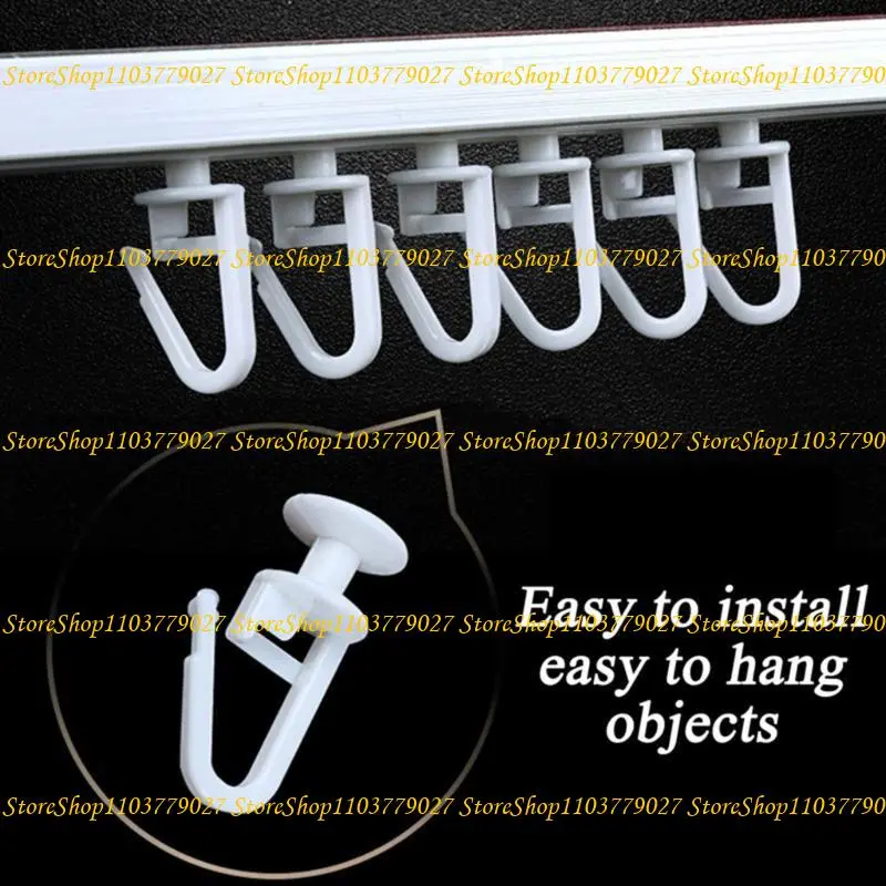 C4DF 50Pcs PVC Curtain Track Slides Gliders Folding Hook for Shower Window Curtain