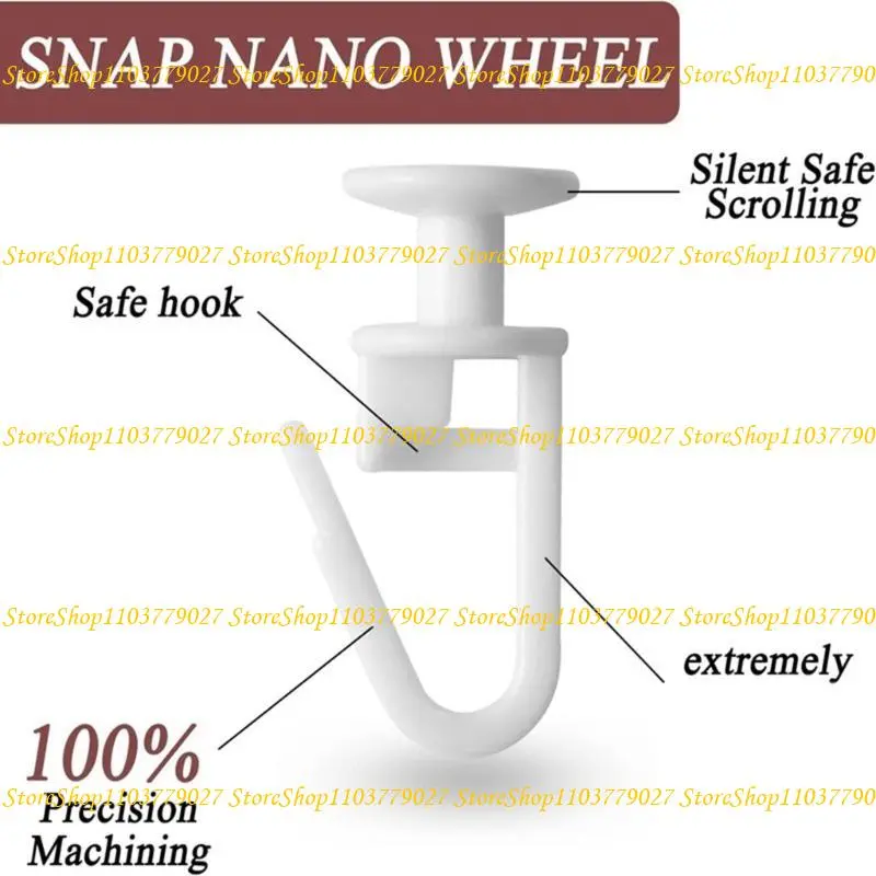 C4DF 50Pcs PVC Curtain Track Slides Gliders Folding Hook for Shower Window Curtain