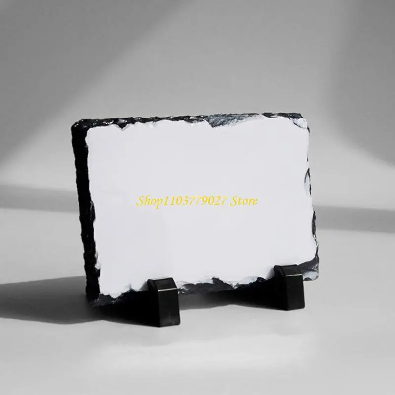 C4DF 1PC Sublimations Blank Slates Rock Picture Frames with Stand, DIY Memorials Frames for Heat Transfer, 3 Shapeds