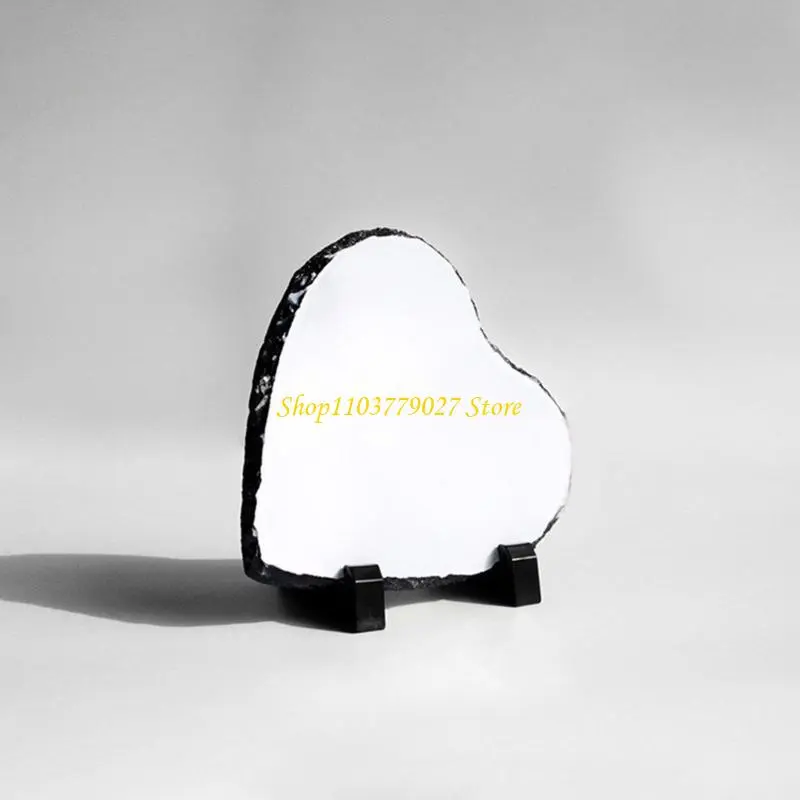 C4DF 1PC Sublimations Blank Slates Rock Picture Frames with Stand, DIY Memorials Frames for Heat Transfer, 3 Shapeds