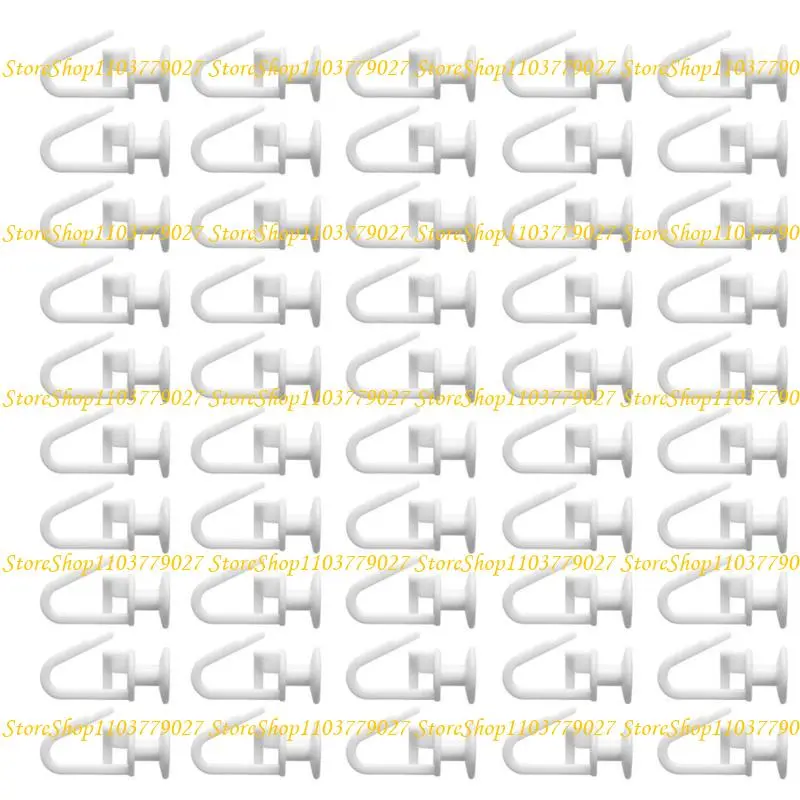 C4DF 50Pcs PVC Curtain Track Slides Gliders Folding Hook for Shower Window Curtain