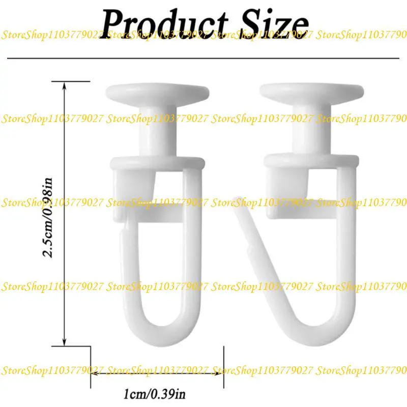 C4DF 50Pcs PVC Curtain Track Slides Gliders Folding Hook for Shower Window Curtain