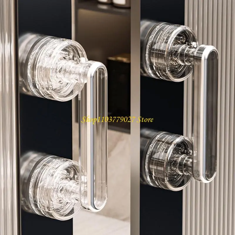 C4DF Plastic Suction Cup Sliding Door Handle for Glass Door Simple Any Decoration for Temporary Use