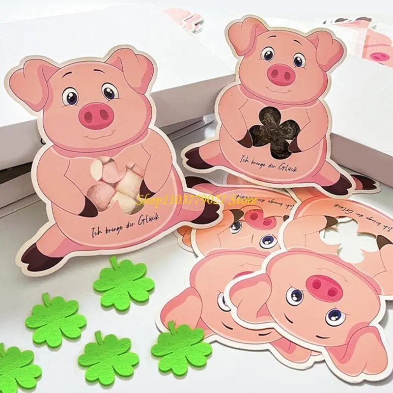 C4DF Pack Of 24 Pig Cards for Patrick's Day Festivities Unique Paper Greeting Cards Festival Invitation Cards with Clovers