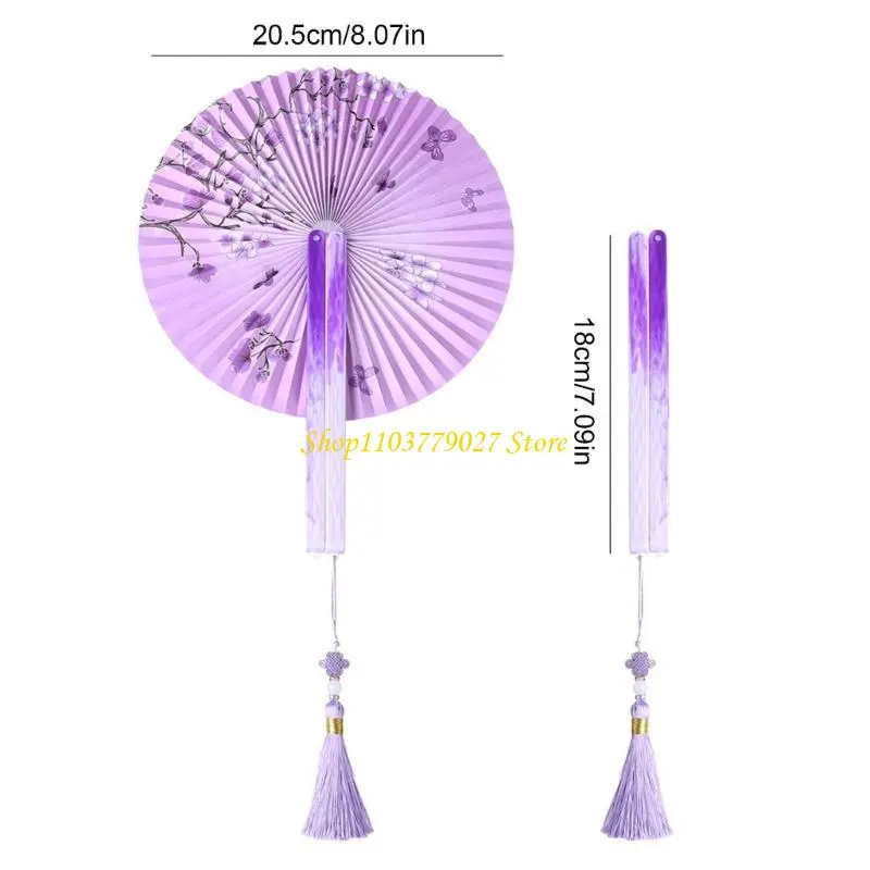 C4DF Vintaged Prints Folding Fan Handheld Fan With Pendant with Closure For Weddings And Decorative Purposes