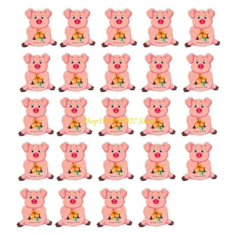 C4DF Pack Of 24 Pig Cards for Patrick's Day Festivities Unique Paper Greeting Cards Festival Invitation Cards with Clovers