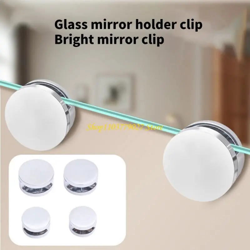 C4DF 4pcs Sturdy Zinc Alloy Mirror Holders for Bathroom and Living Room Wall