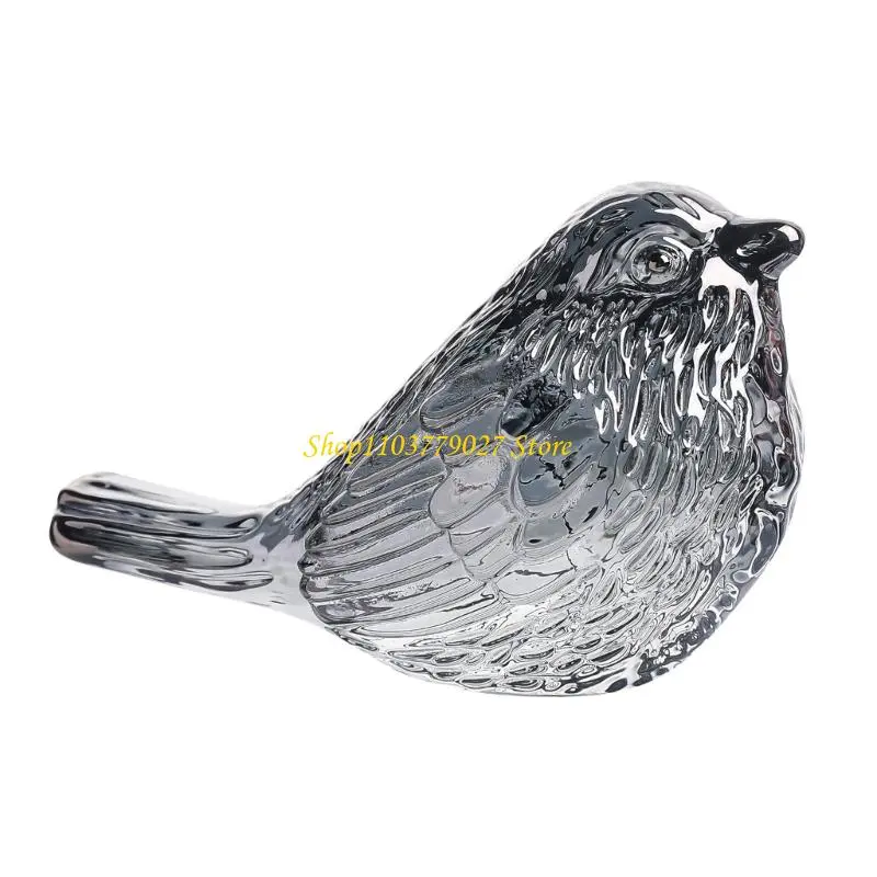 C4DF Delicate Handmade Glass Bird Statue Colorful Home Decoration Gift For Nature Lover