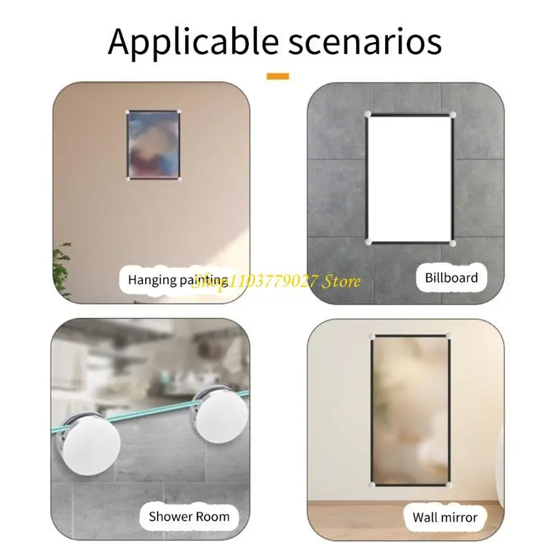 C4DF 4pcs Sturdy Zinc Alloy Mirror Holders for Bathroom and Living Room Wall