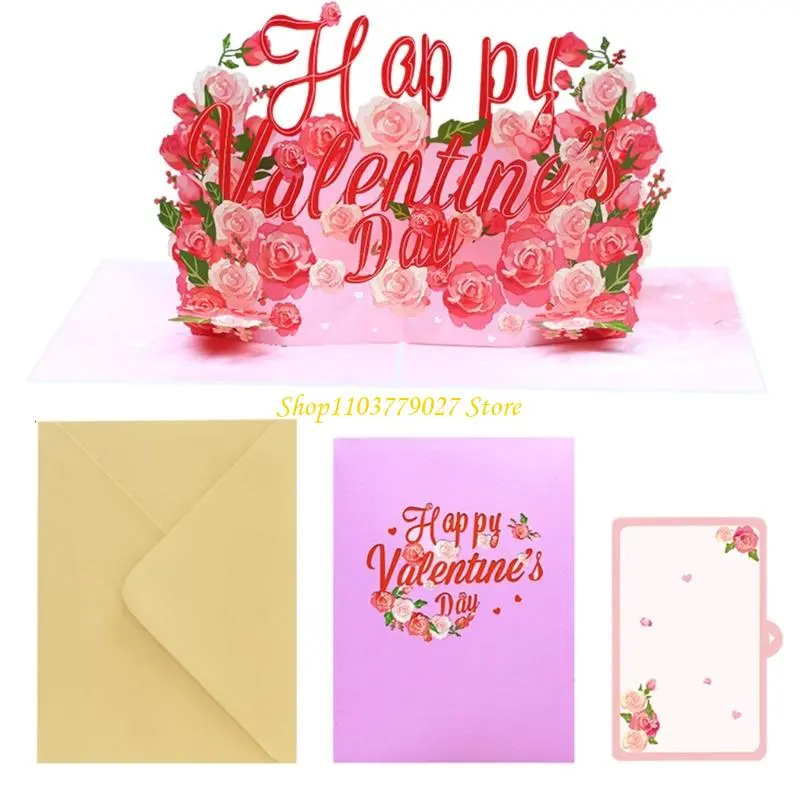 C4DF 3D Valentines Day Card with Envelope Valentines Greeting Card Valentines Supplies for Husband Wife Men Women Anniversary