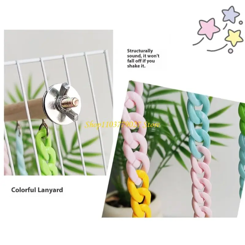 C4DF Active Pet Exercise Wooden Climbing Rack Swing For Sugar Gliders And Birds Cage