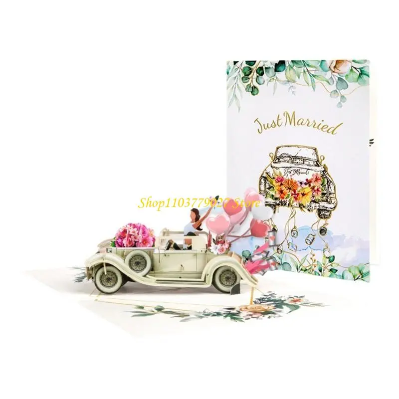 C4DF 3D Popup Blessing Card Handmade Valentine's Day Greeting Card with Envelope Foldable Paper Anniversary Invitation Card