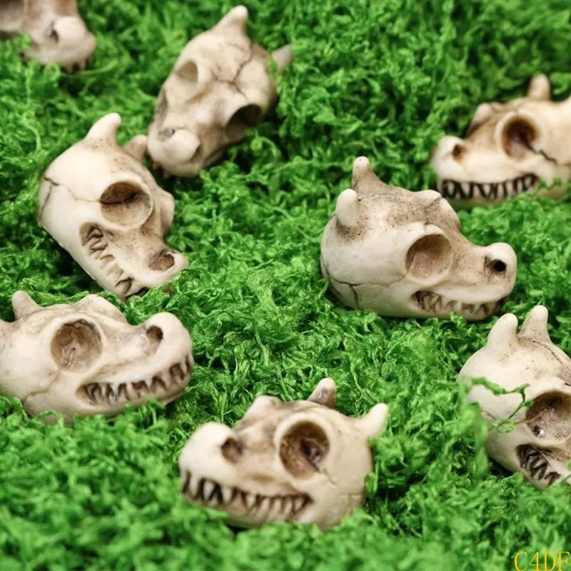 C4DF 20Pcs Dragon Skeletons Head Ornaments for Garden and Home Decoration