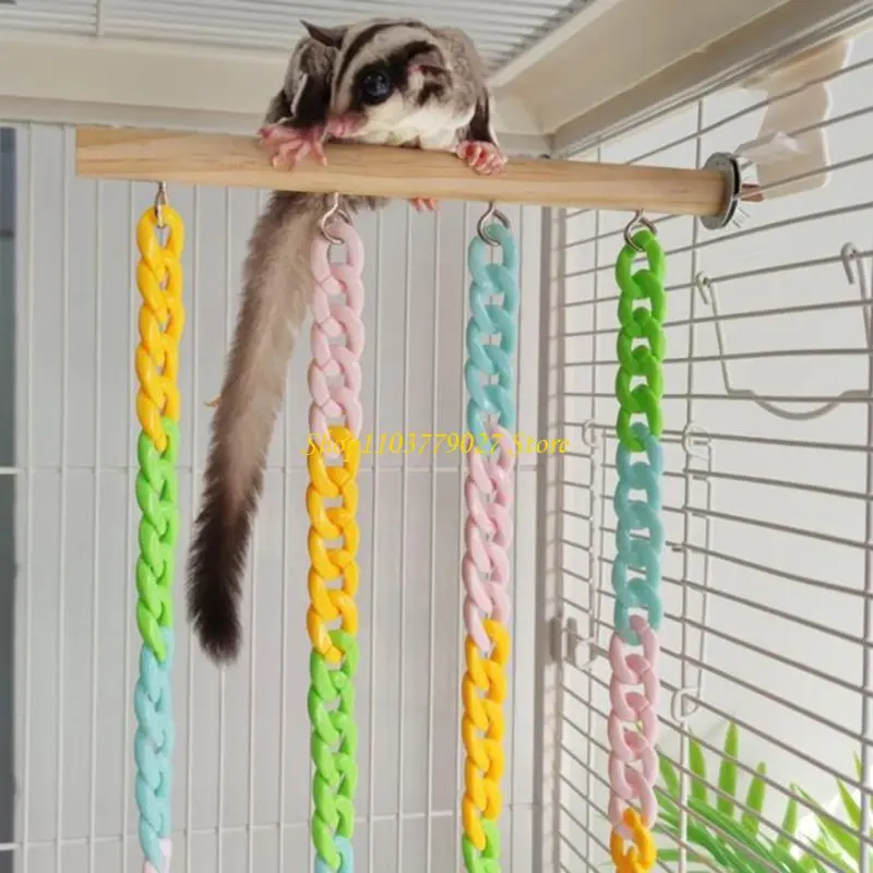 C4DF Active Pet Exercise Wooden Climbing Rack Swing For Sugar Gliders And Birds Cage