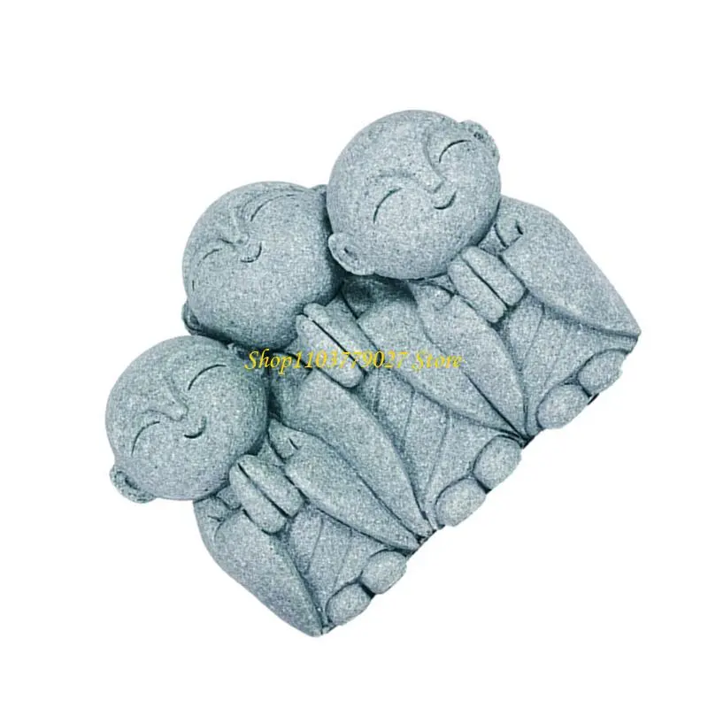 C4DF Praying Monk Stone Sculpture Garden Decors Aquariums Centerpieces Ornaments Gift