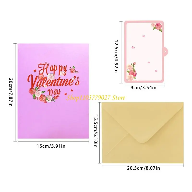 C4DF 3D Valentines Day Card with Envelope Valentines Greeting Card Valentines Supplies for Husband Wife Men Women Anniversary