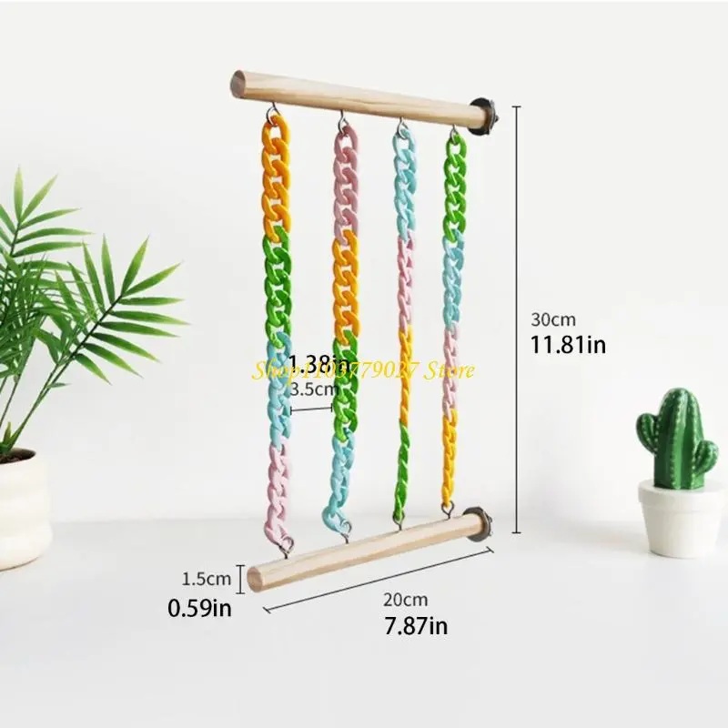 C4DF Active Pet Exercise Wooden Climbing Rack Swing For Sugar Gliders And Birds Cage