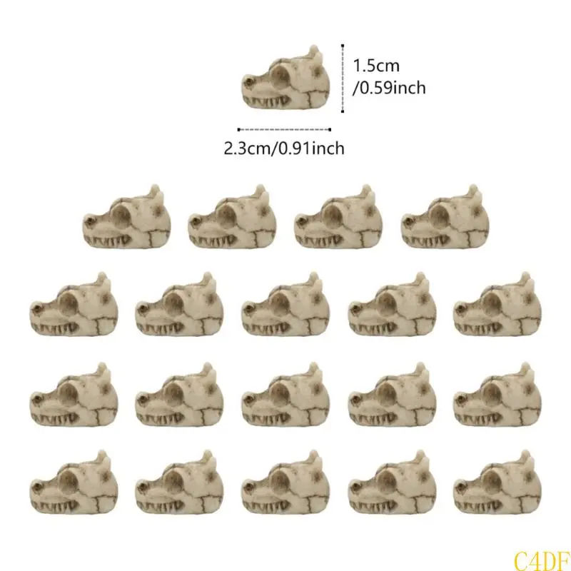C4DF 20Pcs Dragon Skeletons Head Ornaments for Garden and Home Decoration