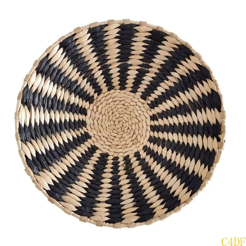 C4DF Nordic Straw Woven Wall Decor Round Plate for Creative Wall Decor Ornament for Home Bedroom Living Room Decoration Hanging