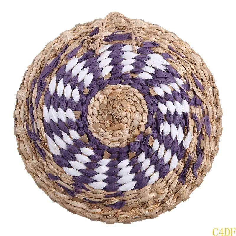 C4DF Nordic Straw Woven Wall Decor Round Plate for Creative Wall Decor Ornament for Home Bedroom Living Room Decoration Hanging