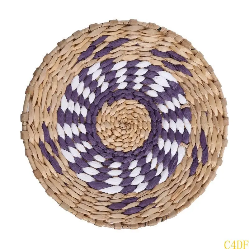 C4DF Nordic Straw Woven Wall Decor Round Plate for Creative Wall Decor Ornament for Home Bedroom Living Room Decoration Hanging
