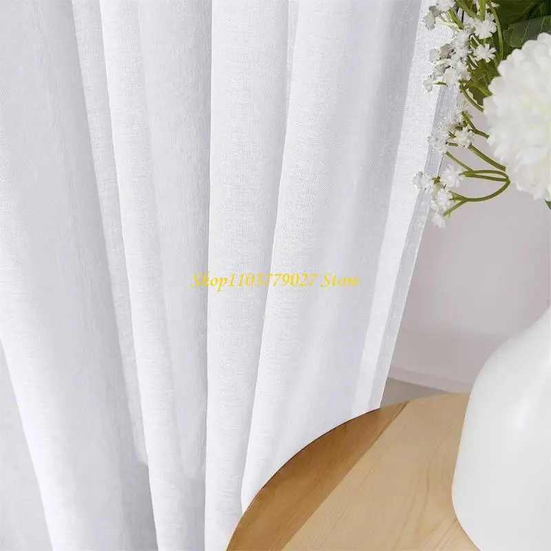 C4DF Window Curtains Semi Opaque Polyester Fabric Quick Installation Room Curtain