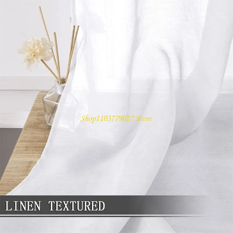 C4DF Window Curtains Semi Opaque Polyester Fabric Quick Installation Room Curtain