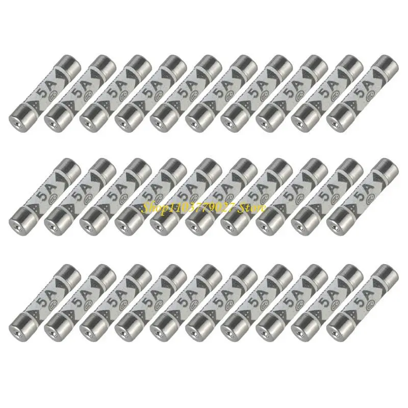 C4DF 30Pcs Ceramic Tube Fuses 5A 6x25mm Electrical Safes Fuses Easy to Use Enduring