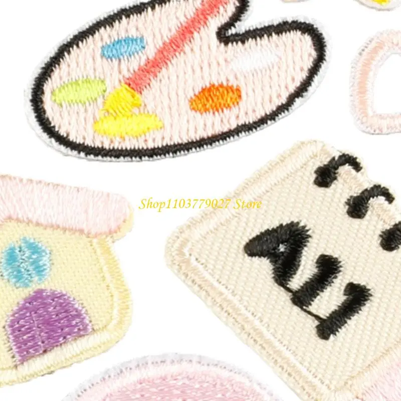 C4DF 12 Pcs Cloud Embroidered Patches Glasses Iron on Patches Lovely House Repair Patches Sewing Patches for Clothes Bag