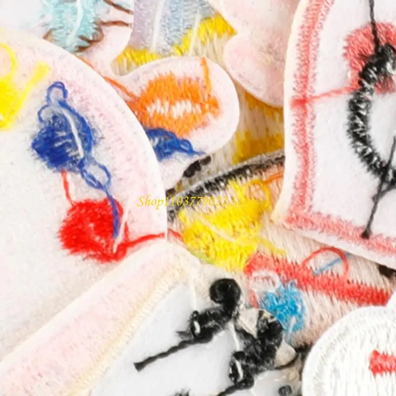 C4DF 12 Pcs Cloud Embroidered Patches Glasses Iron on Patches Lovely House Repair Patches Sewing Patches for Clothes Bag