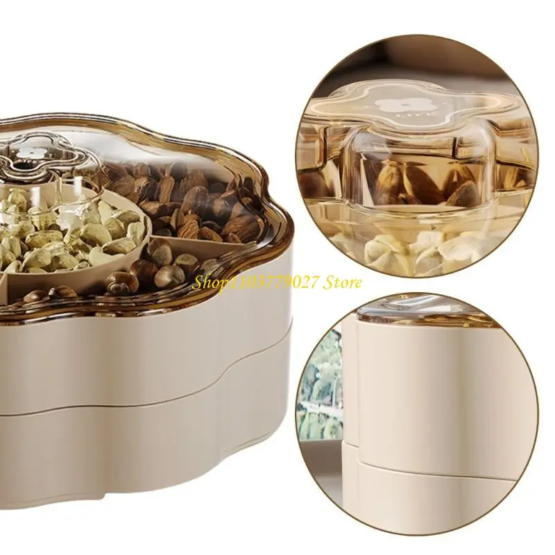C4DF Candy Container with Compartments Plastic Dry Fruit Storage Box Home Decoration