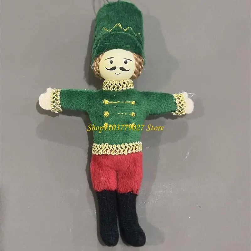C4DF Classical Fabric Nut Cracker Soldier Figures Christmas Tree Hanging Ornaments Holiday Home Decoration