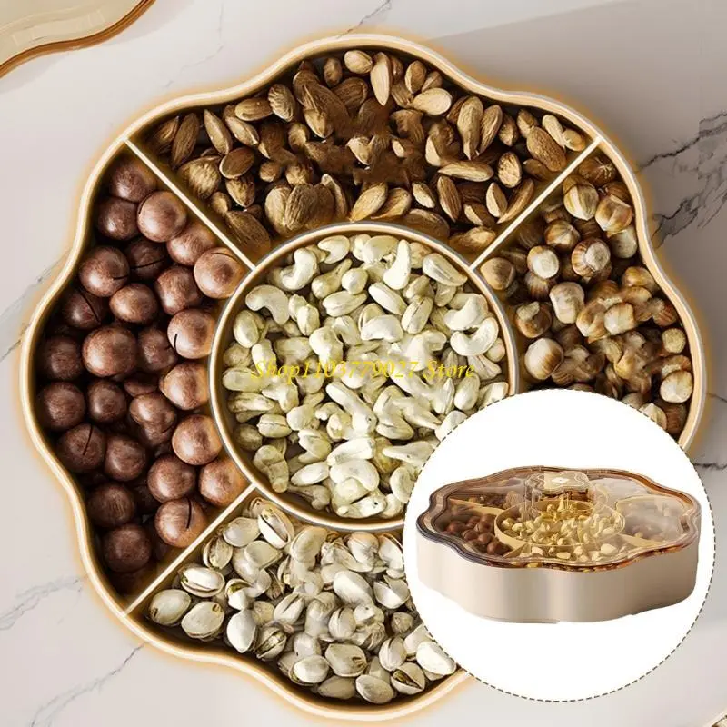 C4DF Candy Container with Compartments Plastic Dry Fruit Storage Box Home Decoration