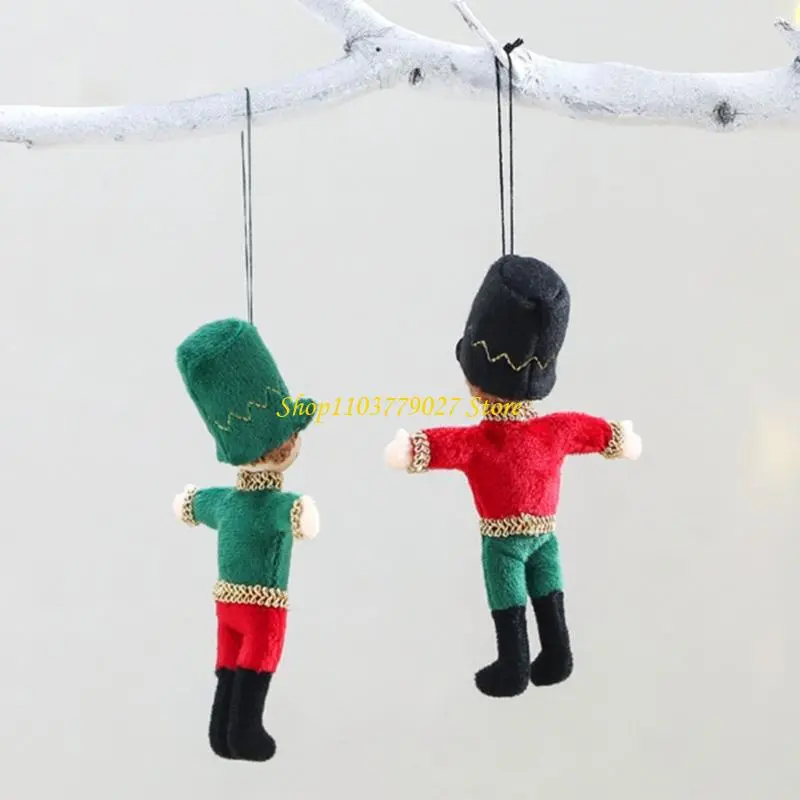 C4DF Classical Fabric Nut Cracker Soldier Figures Christmas Tree Hanging Ornaments Holiday Home Decoration