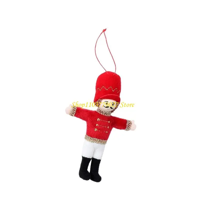 C4DF Classical Fabric Nut Cracker Soldier Figures Christmas Tree Hanging Ornaments Holiday Home Decoration