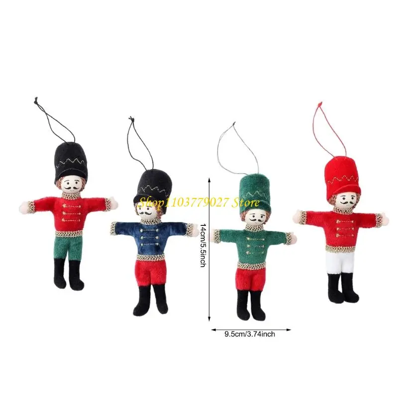 C4DF Classical Fabric Nut Cracker Soldier Figures Christmas Tree Hanging Ornaments Holiday Home Decoration