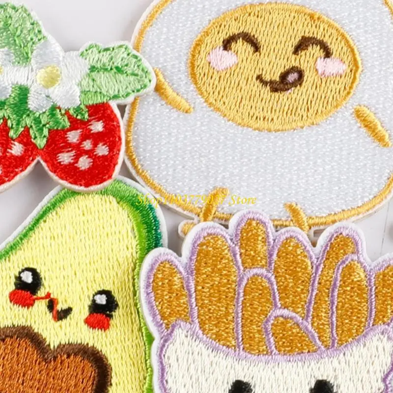 C4DF 6 Pcs Peach Sewing Patches Avocado Embroidered Patches Iron On/Sew on Patches