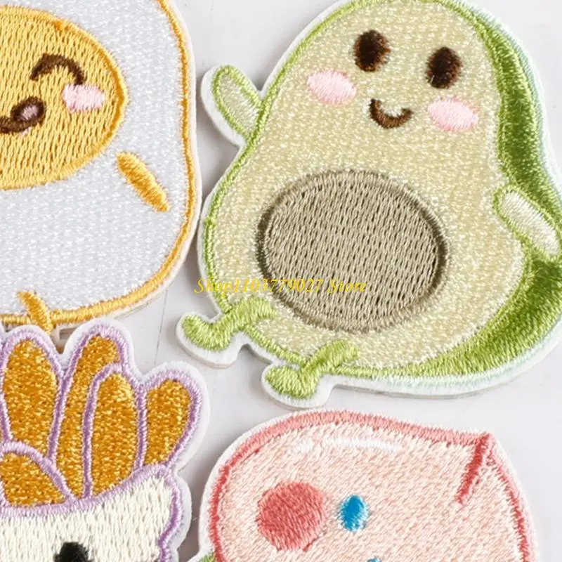 C4DF 6 Pcs Peach Sewing Patches Avocado Embroidered Patches Iron On/Sew on Patches