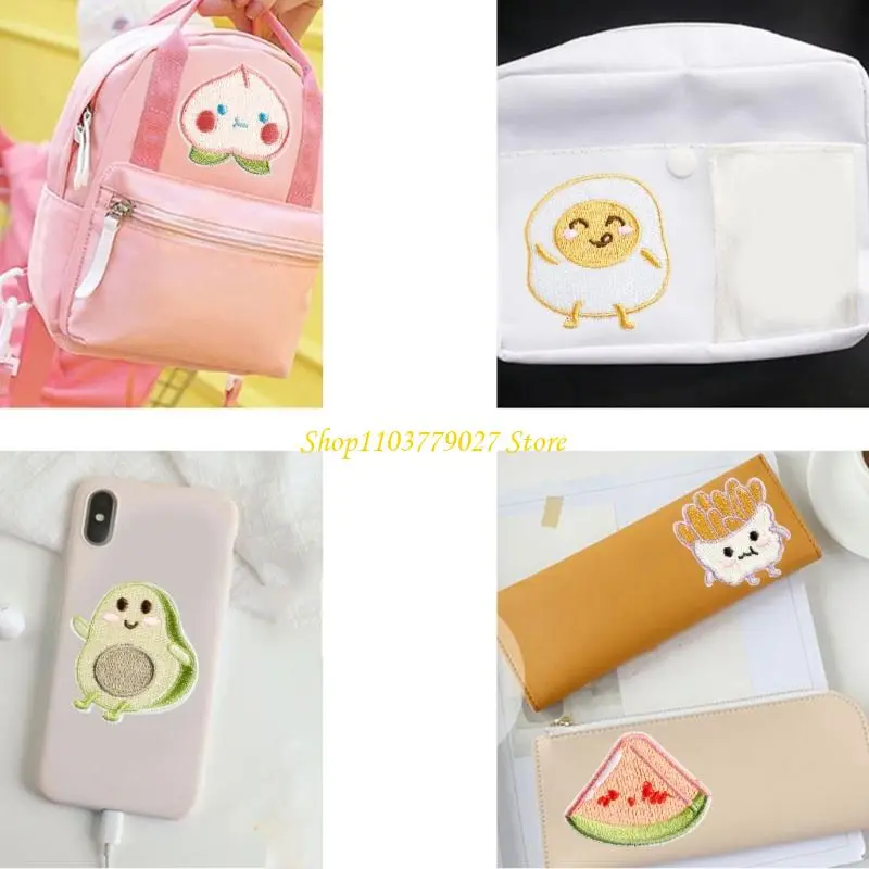 C4DF 6 Pcs Peach Sewing Patches Avocado Embroidered Patches Iron On/Sew on Patches