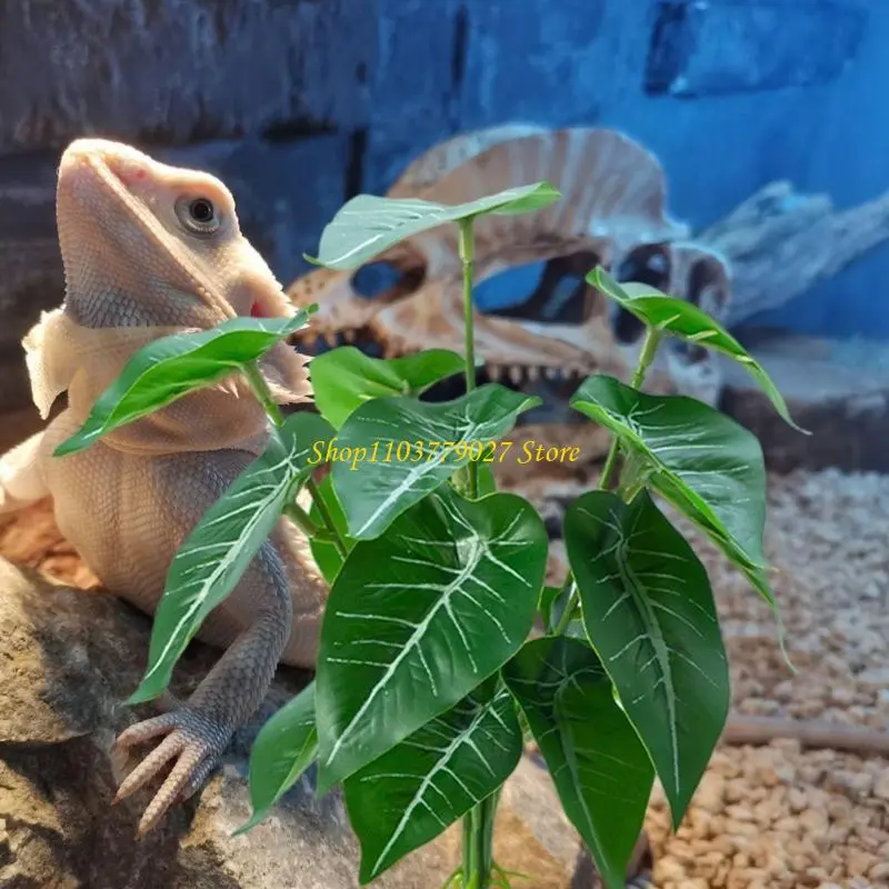 C4DF Realistic Grass Decoration for Reptiles Terrariums Natural Cave Habitat Decors Climbing Plant Hammock Hideouts Cave