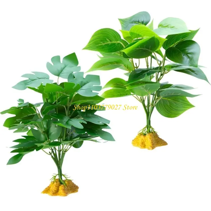 C4DF Reptiles Terrariums Plant Reptiles Tanks Ornaments Climb Rest Plant Leaves for Amphibians Lizards Geckos and Snake
