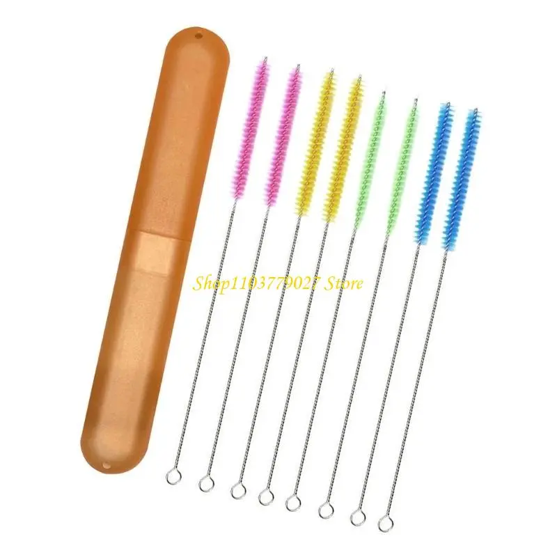 C4DF Set Of 10 Reusable Straw Brush Straw Cleaners With Steel Handle Cleaner