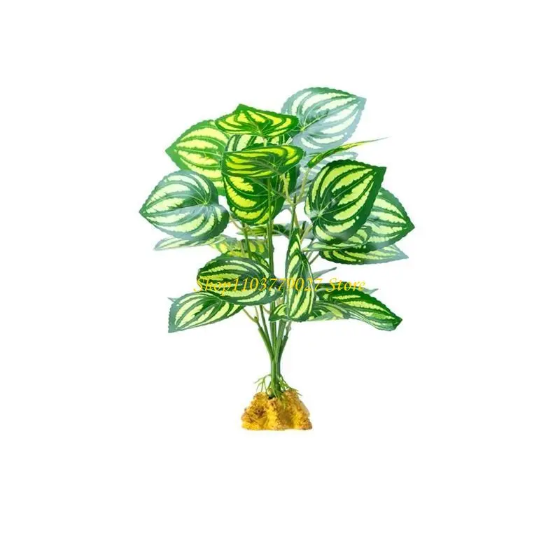 C4DF Reptiles Terrariums Plant Reptiles Tanks Ornaments Climb Rest Plant Leaves for Amphibians Lizards Geckos and Snake