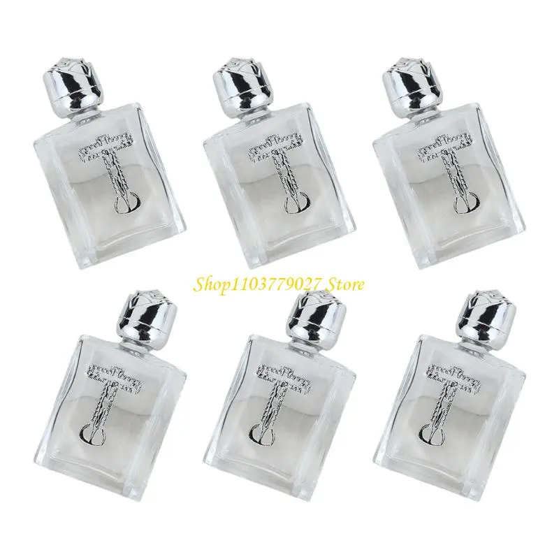 C4DF Pack Of 6 Leakproofs Glass Holier Water Bottles Portability Mini For Religious Decors