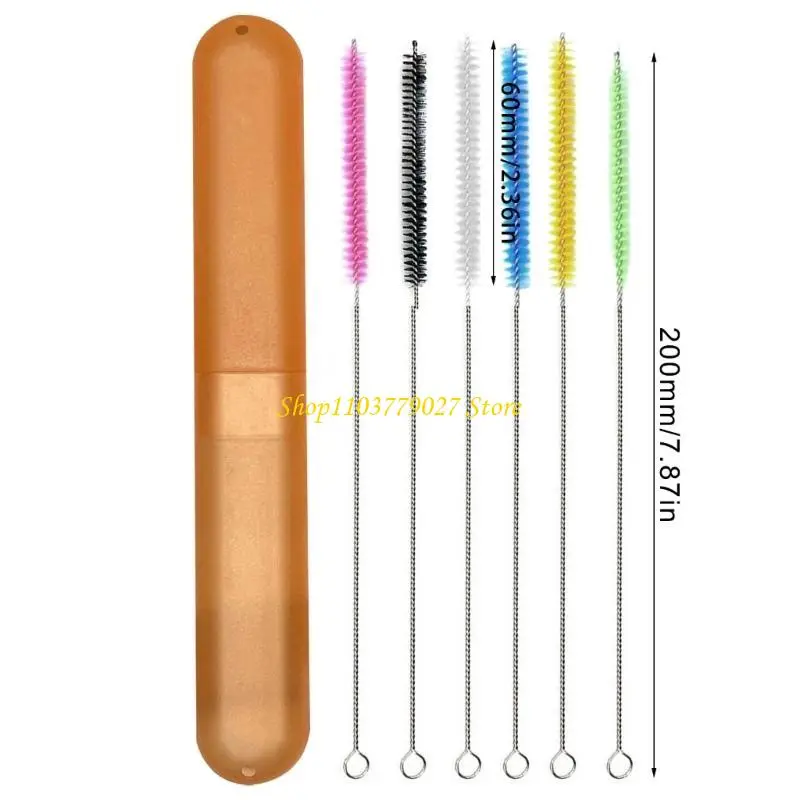 C4DF Set Of 10 Reusable Straw Brush Straw Cleaners With Steel Handle Cleaner