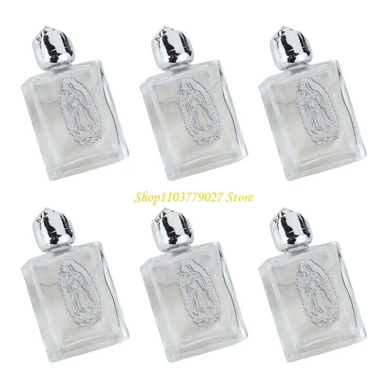 C4DF Pack Of 6 Leakproofs Glass Holier Water Bottles Portability Mini For Religious Decors