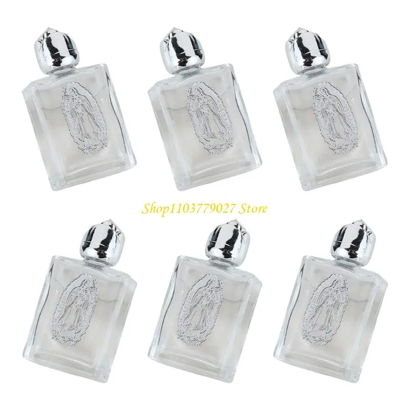 C4DF Pack Of 6 Leakproofs Glass Holier Water Bottles Portability Mini For Religious Decors