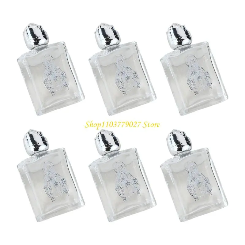 C4DF Pack Of 6 Leakproofs Glass Holier Water Bottles Portability Mini For Religious Decors